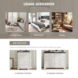 Virabit White Dresser for Bedroom with 6 Drawers, 44" Tall Wooden Farmhouse Cabinet, Modern Kids Dresser with Metal Handle, Mid Century Chest of Organizer for Closet, Living Room, Hallway Virabit