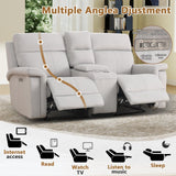 ANJ Beige Power Reclining Loveseat Sofa Couch, Oversized 2-Seater Recliner for Living Room with Overstuffed Armrests, Pet Friendly Small Space Recliner Couch, Full-Body Support Loveseat ANJ