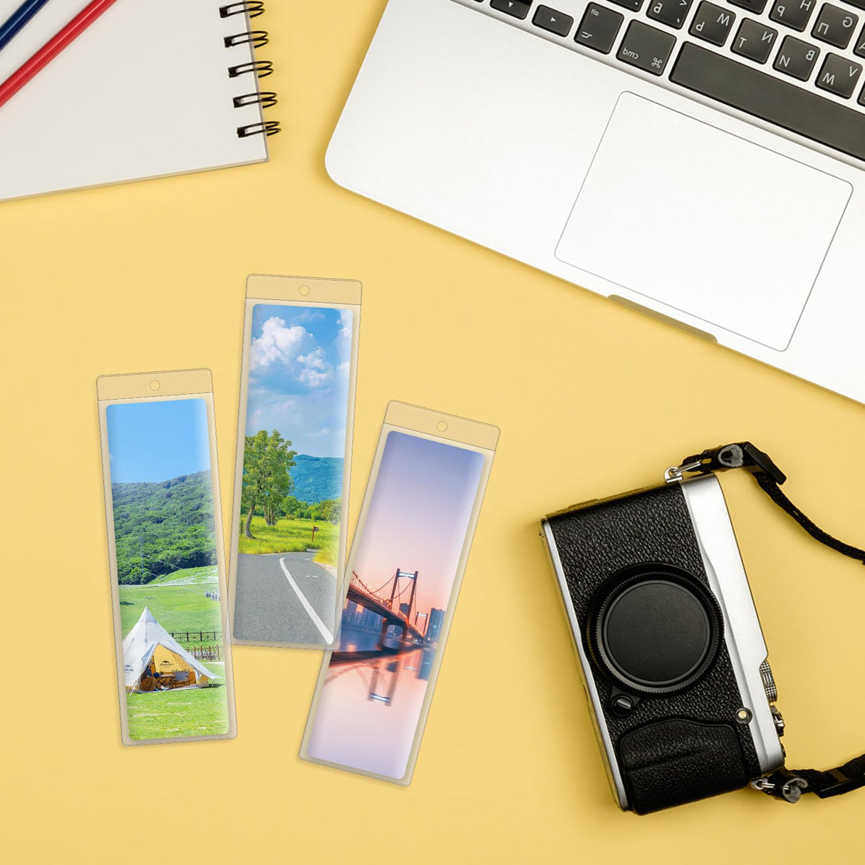 Ira Pollitt 70 Pieces Photo Booth Bookmark Sleeves Blank Photobooth Frames Clear Blank Bookmark Holder Sleeves with Hole for Students Reading Party Favors Supplies Ira Pollitt