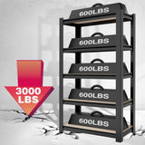 WORKPRO House 5-Tier Shelving Unit, 3000lbs Adjustable Storage Shelves, Boltless Book Shelf, Shelf Organizer for Kitchen, Living Room, Bathroom, Wood Grain Pattern, Waterproof Board, 24-1/10"W, Black WORKPRO