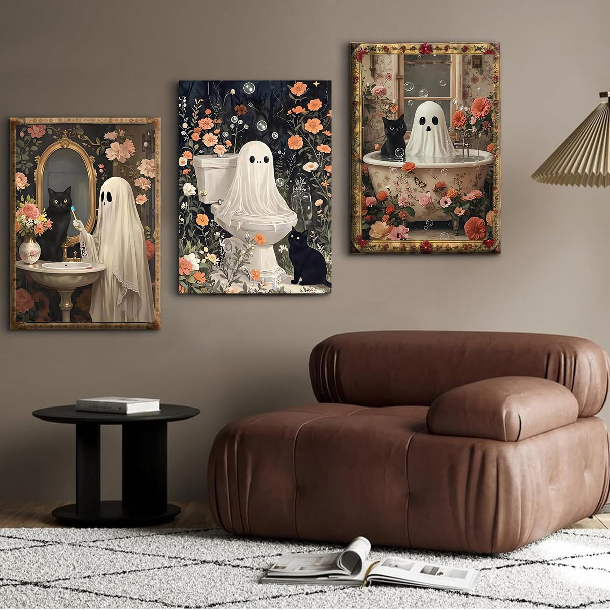 DAZZLEDOTS 3 Pack Halloween Diamond Art Kits for Adults, Halloween Diamond Painting kit for Adults Ghost Full Drill Round Gem Art 5D Diamond Dots for Home Wall Decor Gifts 12x16inch DAZZLEDOTS