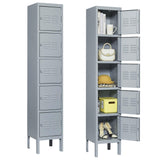 Gustonhon Gray Metal Locker 72''Storage Dressing Room Cabinet,Lockers for Employees,5-Door Five-Layer Independent Wardrobe Storage Box for Home,Garage,Bedroom,Gym,Office,School,Fire Department Gustonhon