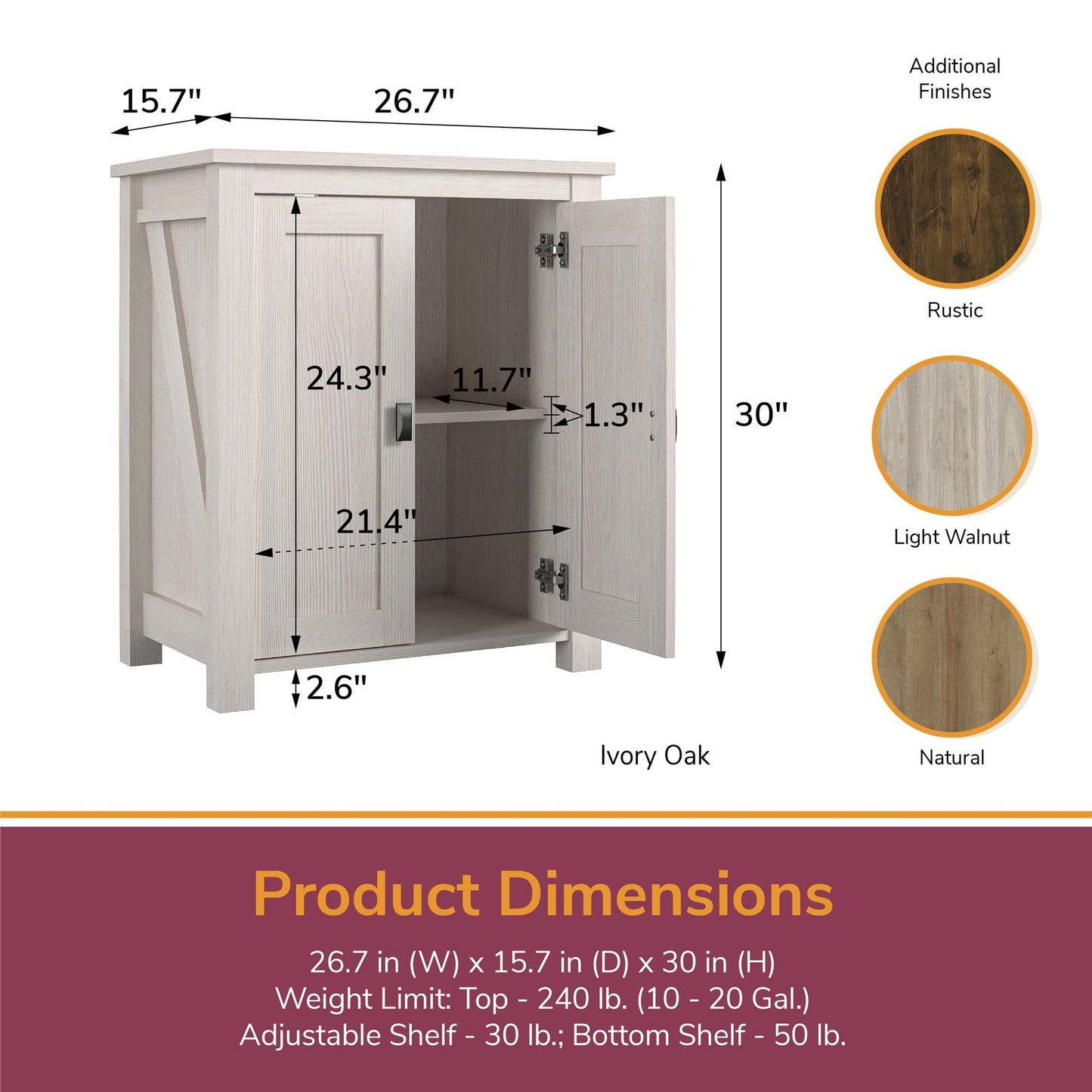 Ollie & Hutch Farmington 10-20 Gallon Aquarium or Terrarium Stand, Natural