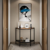 SAYGOER Console Table 2 Tier Narrow Entryway Table with Storage Half Moon Sofa Couch Table Mid Century Modern Small Entry Way Tables, Easy Assembly, Dark Walnut Top SAYGOER