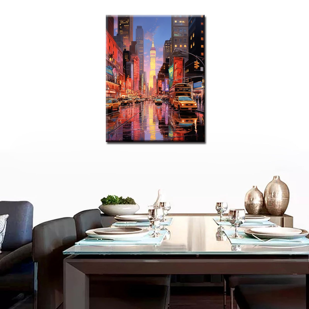 City View Street Landscape DIY Paint by Numbers for Adults New York Street Scenery DIY Oil Painting Acrylic Paint Art Modern Painting Kits Canvas with Acrylic Paints Art 16x20 Inch（without Frame ） Tucocoo