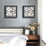 Wocred 2 PCS Square Wall Mirror,Gorgeous Rustic Farmhouse Accent Mirror,Black Entry Mirror for Bathroom Renovation,Bedrooms,Living Rooms and More(12”x12”) Wocred