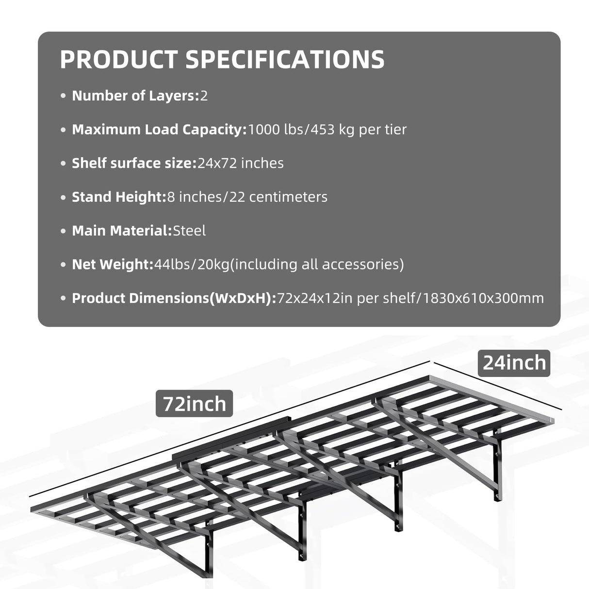 IBCXBIO 2-Pack 2x6ft Garage Wall Shelving Garage Shelving Wall Mounted Garage Wall Shelf 2000lbs Weight Capacityheavy Duty Wall Shelves Black IBCXBIO