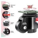 FIZAR 4 Pack Heavy Duty Leveling Casters for Workbench 2200 LBS Capacity, Upgraded Handle Design Retractable Caster Wheels Set,360 Degree Swivel Castors for Machine, Equipment, Shelves (Black) FIZAR