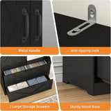 UZUGUL Armoire Wardrobe Closet with Mirror and 2 Drawers, 72''H Bedroom Armoire Wardrobe Cabinet with Hanging Rod and Light,Wooden Bedroom Closet with Adjustable Shelf UZUGUL