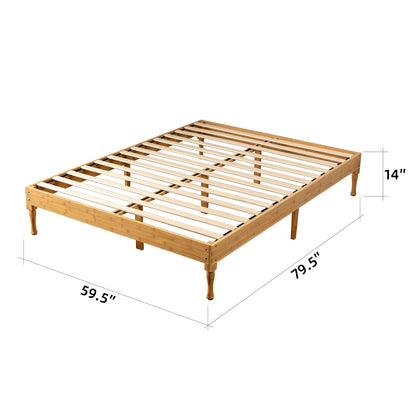 Bamboo Wood Platform Bed Frame by GTNSAFP – Sturdy, No Box Spring Needed, Easy Assembly, Queen Size, Nature Finish - WoodArtSupply