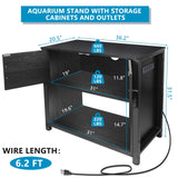 BEURUKU 40 Gallon Tank Stand with Cabinet and Power Outlets, Heavy Duty Metal Aquarium Stand for 40-50 Gallon Breeder Tank, Turtle Tank, Double Terrarium Stand, 660LBS Capacity, Black BEURUKU