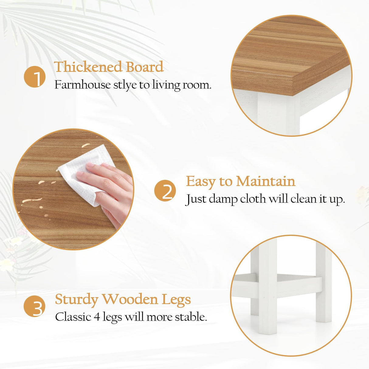 Vikiullf Farmhouse Nesting Table Set of 2, Wooden Coffee Tables, Modern Square End Table, Side Table for Living Room, Bedroom, Accent Bedside Table Vikiullf