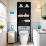 Tydaris Over The Toilet Storage Cabinet – Wood Bathroom Shelf Above Toilet with Double Doors, Bathroom Storage Cabinet Organizer, Black Tydaris