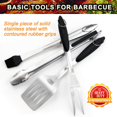 POLIGO 5PCS BBQ Grill Accessories for Outdoor Grill Set Stainless Steel Camping BBQ Tools Grilling Tools Set for Christmas Dads Birthday Presents, Grill Utensils Set Ideal Grilling Gifts for Men Dad POLIGO