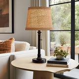 Oneach 19.5" Small Table Lamp for Bedroom - Bedside Lamps for Nightstand, Black Table Lamp for Living Room with Fabric Shade, Desk Reading Lamp for Kids Room Living Room Office Dorm Oneach