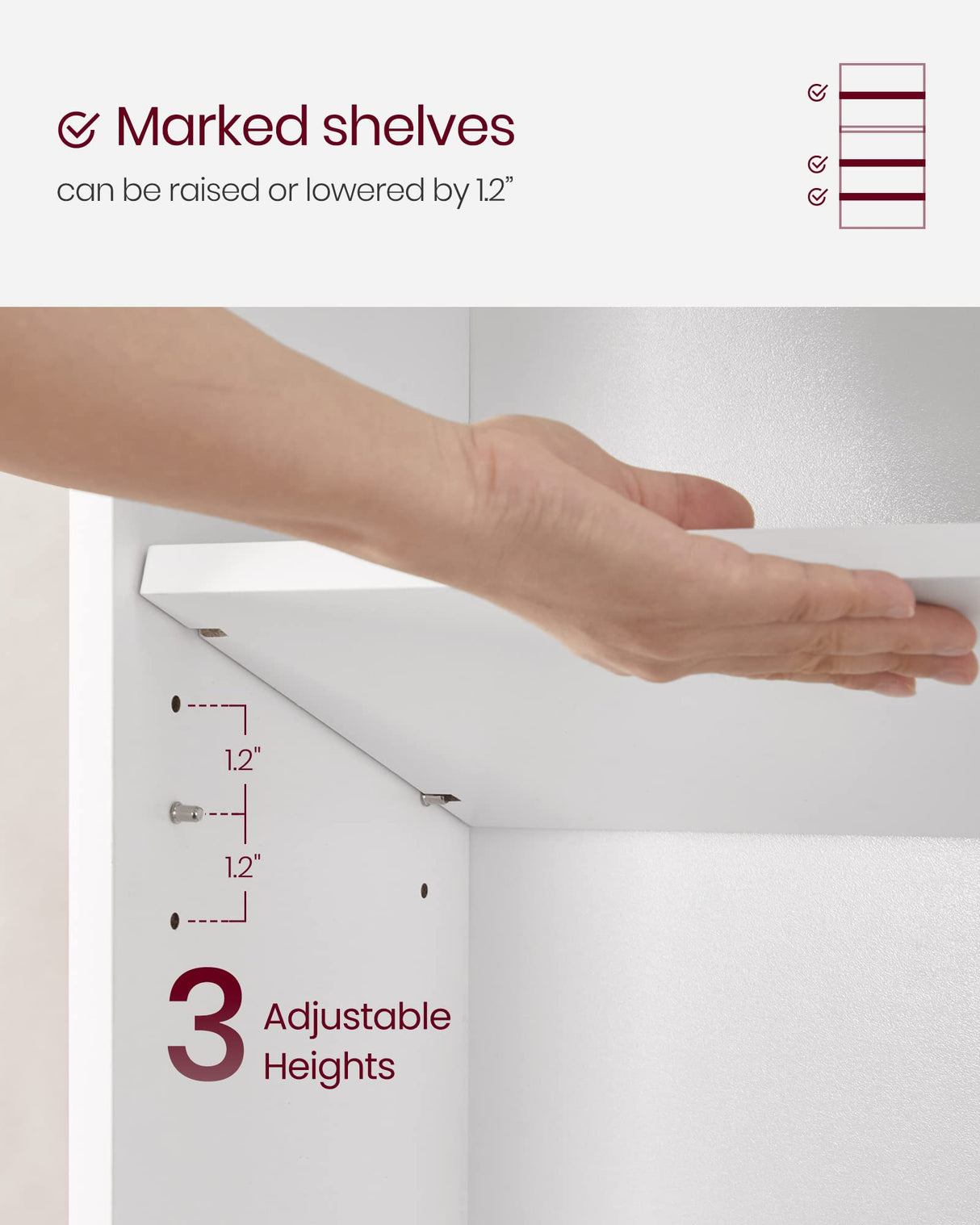 VASAGLE Bookshelf, 23.6 Inches Wide, 5-Tier Open Bookcase with Adjustable Storage Shelves, Floor Standing Unit, Cloud White ULBC165T14 VASAGLE