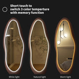 osemy 67"x 26" Wood LED Full Length Mirror with Lights Irregualr Wavy Full Body Mirror Shatter-Proof Hanging/Leaning Wall Mounted Walnut Wooden Framed Mirror for Dressing Bedroom Living Room osemy