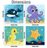 Canrichshop 4 Pack Framed Paint by Numbers Kit for Kids 8-12,Easy Kids Paint by Number Beginner,Cute Sea Animals Painting Kits for Ages 4-6,DIY Acrylic Oil Painting Kid for Wall Decor 8X8in Canrichshop