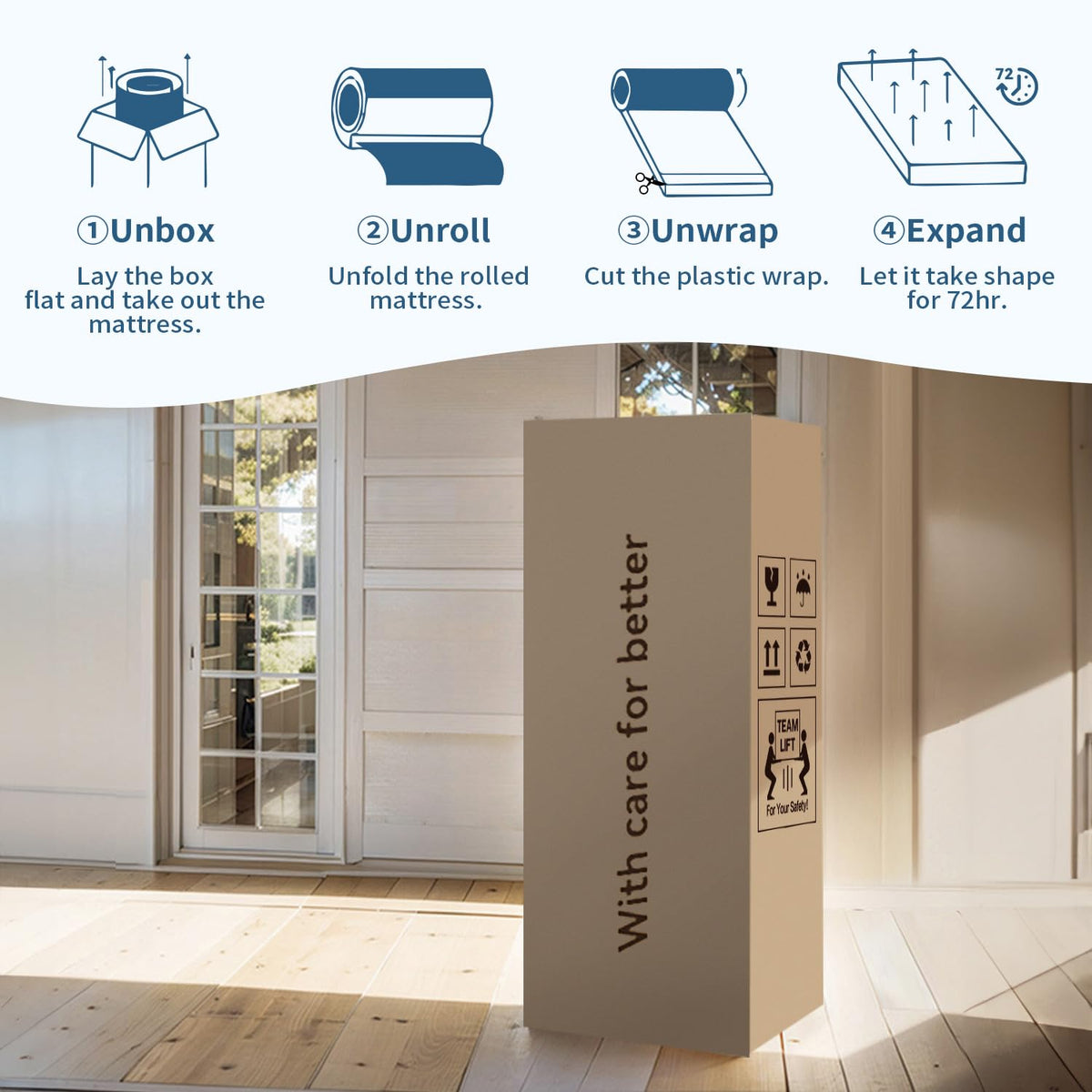 LDLON King Mattress, 12 Inch Hybrid Memory Foam Mattress in a Box, Bed in a Box with Motion-Isolating Pocket Springs, Pressure Relief, Edge Support, CertiPUR-US Certified, Fiberglass Free LDLON