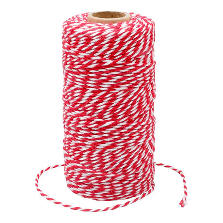 G2PLUS Christmas String,Gift Wrapping String,2MM White and Red Twine String,328Feet Cotton Natural String Butchers Twine for Gift Packaging,Baking,DIY Arts & Crafts G2PLUS