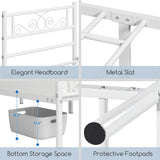 Yaheetech Twin Bed Frames Metal Platform Bed with Headboard and Footboard No Box Spring Needed Easy Assembly,Under-Bed Space: 12.6''/White/Twin Bed Yaheetech