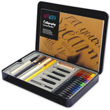 Artworx Calligraphy Pens Set - Introductory Caligraphy Writing & Hand Lettering Kit - Includes Instructions, Guide Book and Practice Book - Calligraphy Set For Beginners Artworx
