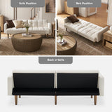 mopio Aaron Couch, Small Sofa, Futon, Sofa Bed, Sleeper Sofa, Loveseat, Mid Century Modern Futon Couch, Sofa Cama, Couches for Living Room, Bedroom (Pearl White, Boucle) mopio