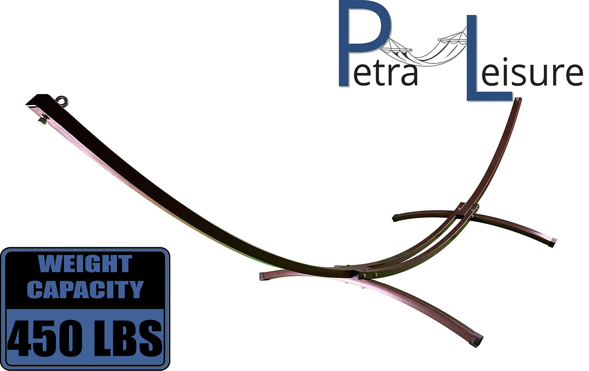Petra Leisure 15 Ft Indoor/Outdoor Powder Coated Galvanized Steel Arc Hammock Stand. Strongest Supports Single/Double Hammock Bed.(Brown) Petra Leisure