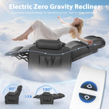 Duitrc Power Loveseat Recliner Sofa, Black PU Leather Zero Gravity Double Reclining RV Couch with USB & Type C Ports, Pillows, Side Pockets, 2 Seater for Living Room Duitrc