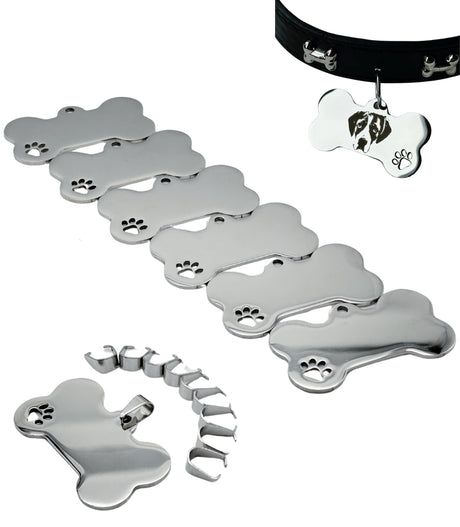 Blank Dog Tags 10PCS Stainless Steel Blank Bone Shape Dog Tags Pet Tags Pet ID Tags for Dogs Sublimation Dog Tags Blanks Laser Engraving Blanks Metal 1.9 x 1inch JINYEAH