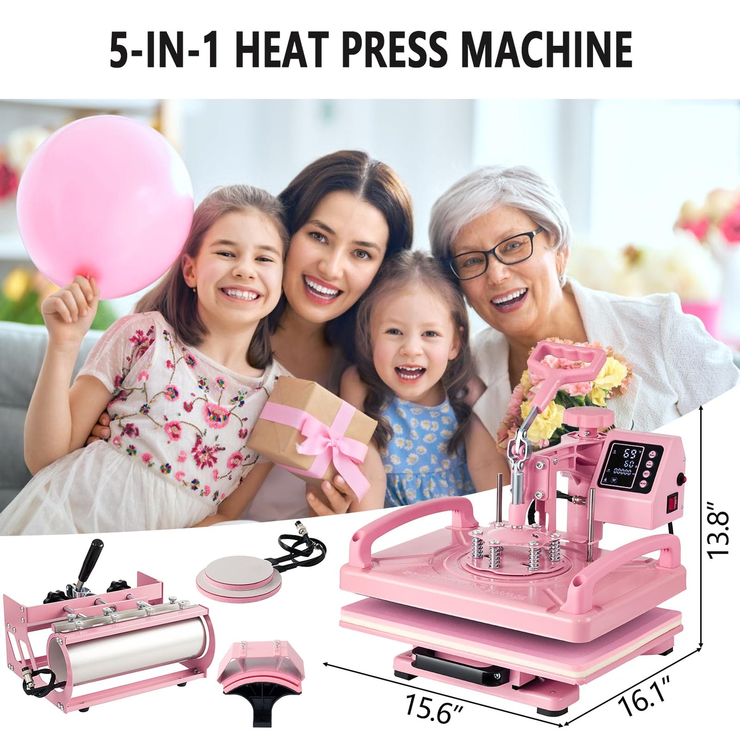 Hitgrand Heat Press Machine 12x15 inch, Heat Press Machine for T-Shirts, 5 in 1 Heat Press with 30 OZ Tumbler Press, Combo Tumbler Heat Press Machine Sublimation for Hat Cap Mug Plate - WoodArtSupply