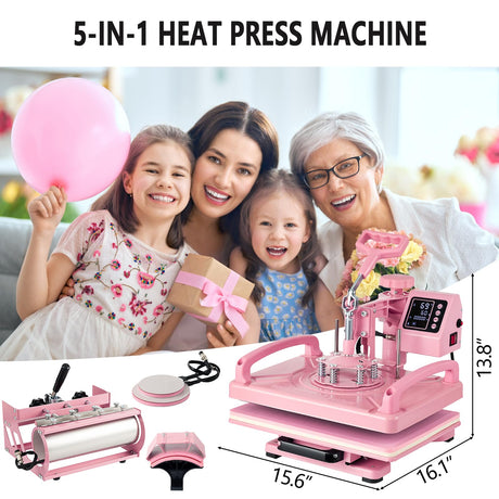 Hitgrand Heat Press Machine 12x15 inch, Heat Press Machine for T-Shirts, 5 in 1 Heat Press with 30 OZ Tumbler Press, Combo Tumbler Heat Press Machine Sublimation for Hat Cap Mug Plate Hitgrand