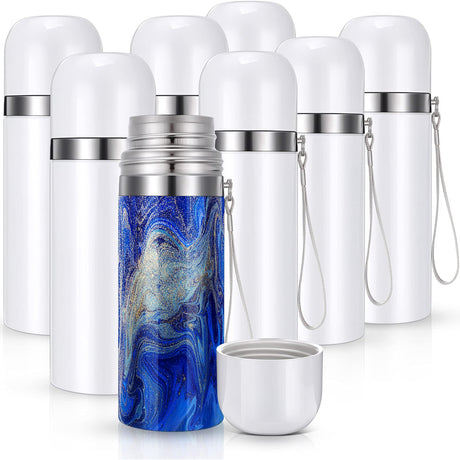 Geiserailie 8 Pack Sublimation Tumblers Cups 12 oz Blank Vacuum Stainless Steel Tumblers with Lids White Vacuum Tumblers for Sublimation DIY Tumblers Coffee Travel Mug for Office Travel Outdoors Geiserailie