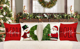 Red Christmas Pillow Covers 18x18 Set of 4 Farmhouse Christmas Decorations Snowman Wreath Santa Claus Tree Merry Christmas Holly Jolly Winter Holiday Decor Throw Cushion Case for Home Couch S22C17 4TH Emotion
