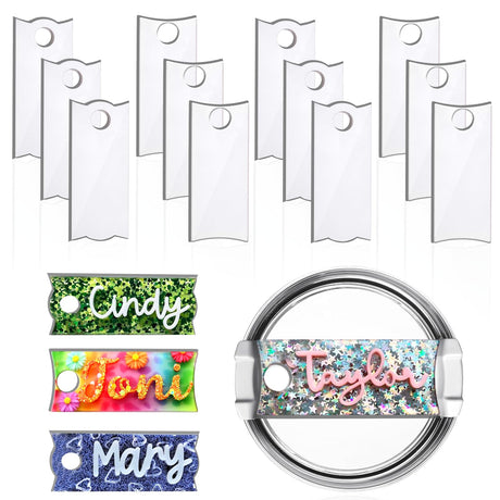 Vodolo Sublimation Name Plate for 30 Oz Stanley Cups,12 PCS Nameplate Personalized Name Tag Blank Compatible with Stanley Tumbler Topper Lid Accessories Vodolo