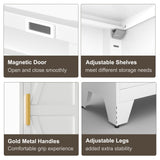 Tall Bathroom Cabinet,Narrow Metal Storage Cabinet with 5 Adjustable Shelves and Single Barn Door,Slim Pantry Storage Organizer for Bathroom,Kitchen,Entryway 67H White Baborokic