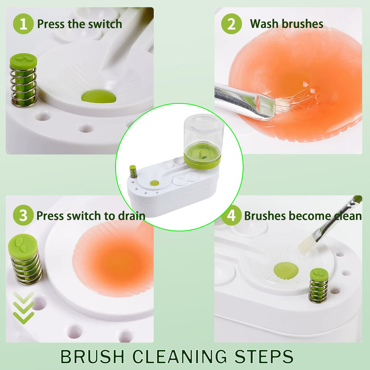 Hynhsun 2025 Upgraded Paint Brush Cleaner Rinse Cup Water Circulation,Watercolor/Oil and Water-Based Paint Brush Cleaner Tool,Gift for Artist Kids Adults and Girls, Pre-Assembled (Green) Hynhsun