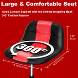 FreekyFit Rolling Shop Stool with Wheels, Adjustable Garage Mechanic Stool Seat Shop Roller Work Chair Mobile Rolling Seat with Tool Tray, 2 Cup Holders, 4" Casters, 350 LBS, Heavy-Duty, Red FreekyFit