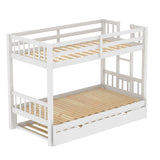 Flieks Twin Over Twin/King Bunk Beds with Trundle, Twin Over Pull-Out bunk Bed Accommodate 4 People for Kids, Adult, No Box Spring Needed Flieks