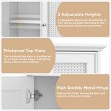 Smuxee White Bathroom Cabinet Wall Mounted with Rattan Doors, Bathroom Medicine Cabinet with Adjustable Shelf, Bathroom Wall Cabinet Over Toilet for Laundry Room Kitchen Smuxee