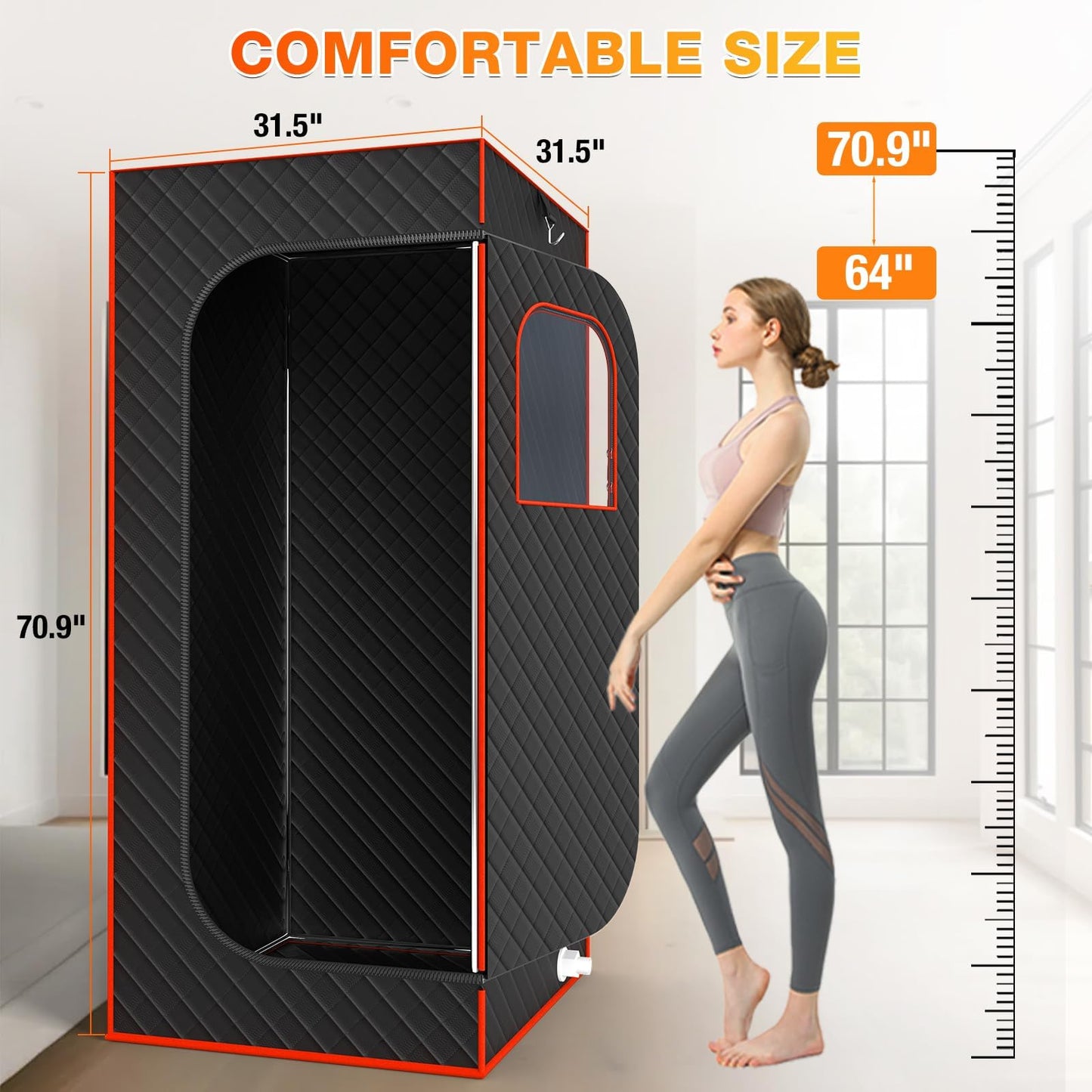 AgiiMan Portable Sauna Box for Home - Four-Sided Full-Size Steam Sauna Tent with 3 L Steamer, Chair, Remote Control, Health Benefits and Relaxation