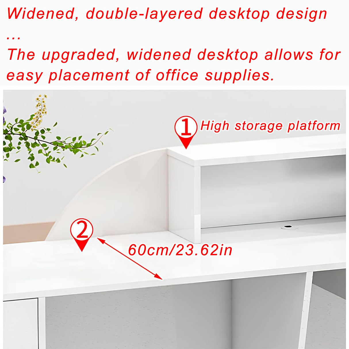 Salon Reception Desk with Counter Modern Front Desk Reception Counter with Lockable Drawer & Light Strip for Clothing Store Beauty Salon - Pretty Easy to Install Generic