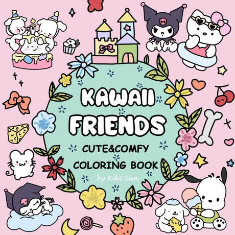 KAWAII FRIENDS: Coloring Book for Adults and Teens Featuring Super Cute Animal Characters with Easy and Simple Designs for Relaxation (Cute&Comfy) Majosta