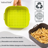 NEWITEE Air Fryer Silicone Liners 5 Qt For Ninja* AF141/AF181/COSORI*, 2 Pack BPA Free Platinum Air Fryer Basket Liners, Square Ninja Large Reusable Air Fryer Accessories Replacement for Parchment NEWITEE