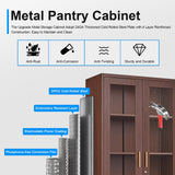 Glass Display Cabinet, Display Case with Glass Doors and Shelves, Metal Curio Cabinets with Locking, 71" Tall Bookcase with Glass Doors for Home, School, Clinic (Wood Color)- Assemble Required Polup