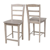 International Concepts Madrid Counterheight Stool, Washed Gray Taupe, 24" Seat Height IC International Concepts