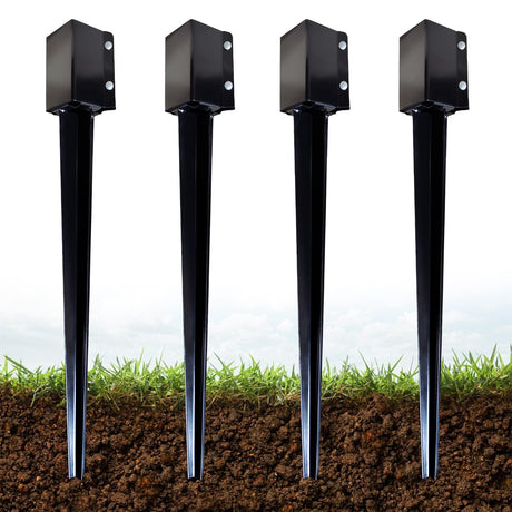 ARIFARO Fence Post Anchor 36 inch Ground Spike Heavy Duty Metal Black Powder Coated Fence Stakes Post,4x4 inch(3.5 x3.5 inch inner) Pack of 4 ARIFARO