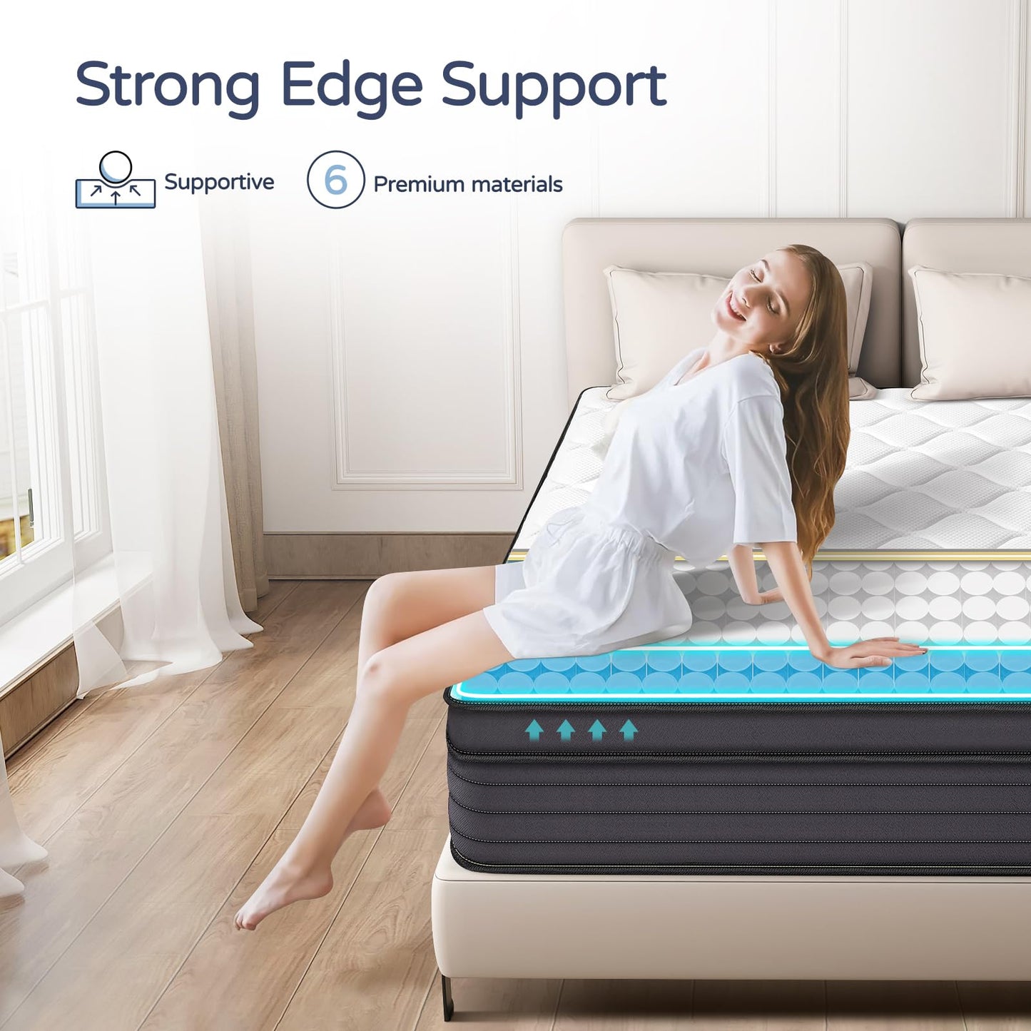 SIMARTH King Mattress 14 Inch - Memory Foam Hybrid Mattress with Motion Isolation and Pressure Relief, Strong Edge Support, Pocket Spring King Size Mattress in a Box, Medium Firm