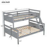 N NAANSI Twin Over Full Bunk Bed with Ladder, Full Length Guardrail, X-Shape Headboard and Footboard, Wooden Bunk Bed Frame Can be Separated into 2 Beds, Gray N NAANSI