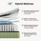 Novilla Hybrid King Mattress, 12 Inch King Size Hybrid Mattress in a Box with Individually Wrapped Coils & Euro Top for Pressure Relief & Motion Isolation & Cool Night Sleep, CertiPUR-US Certified Novilla